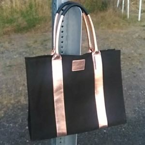 NWT Victoria's Secret Large Tote Black & Rose Gold